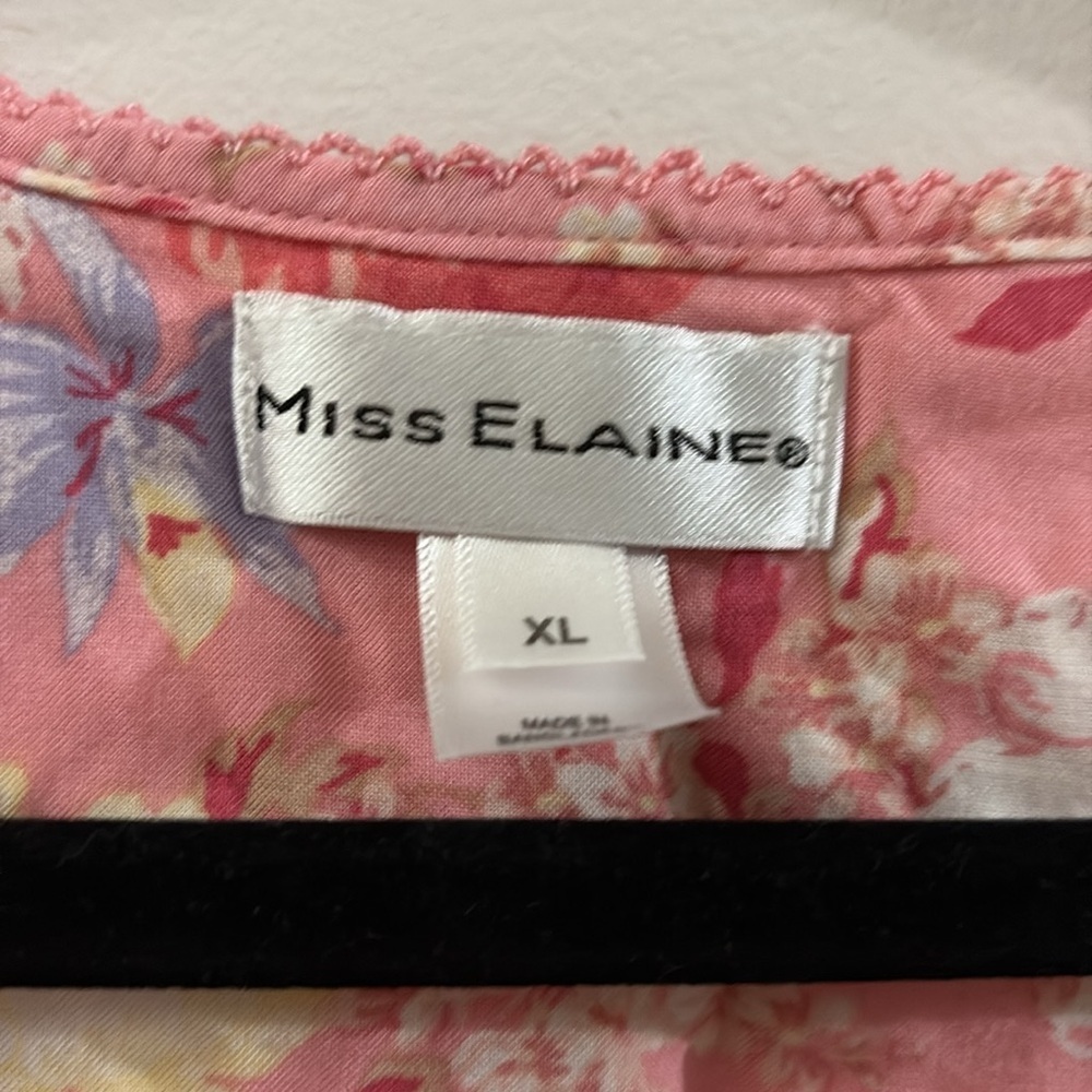 Miss Elaine Pink Floral Nightgown - size XL - 100% rayon - lightweight - Picture 2 of 6